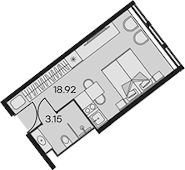 Квартира студия 22.07 м², 7/15 эт., Апарт-отель «Апарт-отель 25-7 Заневский»